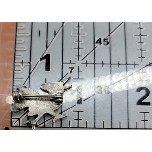 Native American Navajo Roadrunner Pin Turquoise Sterling Silver Mother of Pearl - Picture 7 of 7